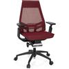 Hjh Office 652880 Sedia da ufficio professionale GENIDIA SMART BLACK tessuto in maglia rosso/nero, braccioli regolabili, sedile inclinabile