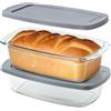 Winter Shore Pirofila Vetro 1,8 l (2 Pezzi) - Teglia per Pane in Cassetta Grande Antiaderente con Coperchio e Manici - Microonde, Forno, Congelatore, Lavastoviglie, Senza BPA - Stampo Pane in Cassetta