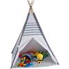 Relaxdays Tenda da Indiani per Bambini, con Fondo, Teepee Giocattolo con Custodia, HLP 150 x 120 x 120 cm, Bianca Grigia, Colore, 10035300