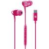 Music Sound - Auricolari In-Ear - Auricolari con Filo e Microfono - Compatibilità USB-C - Dettagli metallici - Colore Rosa