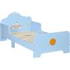 ZONEKIZ Letto per Bambini con Sponde e Fantasia Spaziale, Età 3-6 Anni, 143x74x59cm, Azzurro