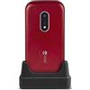 Doro 7030 Telefono Cellulare per Anziani Dual SIM a Conchiglia con WhatsApp anche per Videochiamate e Facebook e Base di Ricarica [Versione Italiana] (Rosso)