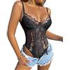 Rongseng Body Donna Sexy Bodysuit in Pizzo Floreale Spaghetti Strap Top Senza Maniche a Rete Trasparente Elegante Aderente Un Pezzo Tuta Basic Cami Jumpsuit Camicie Moda Going Out Top