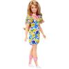 Barbie - Bambola Fashionistas sindrome di Down, con capelli castani, abito floreale e ciondolo, creata in collaborazione con la National Down Syndrome Society, giocattolo per bambini, 3+ anni, HJT05