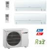 CLIMATIZZATORE MITSUBISHI SMART DUAL SPLIT MSZ-HR 9000+12000 BTU / MXZ-2HA50VF2 GAS R32