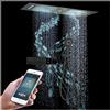 QREZAA Sistema Doccia Termostatico Con Musica, 300x900mm Led 64 Colori 4 Funzioni Colonna Doccia A Incasso, Pioggia, Cascata, Colonna D'Acqua, Doccetta A 3 Funzioni,Corpo Termostatico In Ottone（Nero）