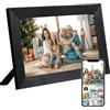 Veidoo Cornice Digitale WiFi, Schermo Touch IPS da 10 Pollici, 32 GB di Memoria, Rotazione Automatica, Musica/Video/Calendario/Orologio, Foto e Video tramite APP Frameo, Regalo per la Famiglia (Nero)