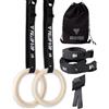 PULLUP & DIP Anelli da Gimnastica in Legno, Fitness Anelli Fitness Palestra per Calisthenics e Atletica, Gym Rings con Ampie Cinghie con Segni + Borsa Trasporto + Guida Allenamenti