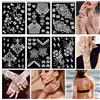 HOWAF 6 Fogli Stencil Tatuaggio Temporaneo, Stencil per Tatuaggi Glitter Corpo Tatuaggio Stencil, Tatuaggi Temporanei Stencil Tatuaggi Temporanei Donna Mani Dita Bambini Adulti