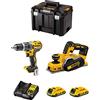 DeWALT Kit DWK207 (Trapano a Percussione DCD796 + Pialleto DCP580 + 2 Batterie 2,0 Ah + Caricabatterie + TSTAK VI)
