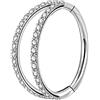 OUFER Body Piercing 16G Helix Orecchini a cerchio doppia linea Clear CZ pavimentato cartilagine orecchini a cerchio in acciaio inossidabile 316L Daith orecchino conchiglia Helix Piercing gioielli,