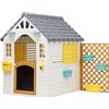 Baroni Toys Casetta da Giardino per Bambini con Staccionata, Casina in Plastica con Porta e Finestre Apribili, Campanello Elettrico e Lavagna, per Bambini 2 Anni +, 140x108x127 cm