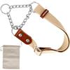 AVANZONA Martingale Collare Semistrozzo per Cani con Catena e Pelle. Addestramento. M. Beige & Cognac