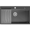 Auralum Lavandino Cucina 75 x 45 cm, Lavello Cucina 1 Vasca con Scolapiatti da Appoggio, Lavabo Cucina Acciaio Inox con Troppopieno, Sifone e Set di Drenaggio, Lavello Cucina Nero Antracite