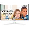 ASUS VY249HE-W Monitor 23.8", FullHD (1920x1080), 75Hz, IPS, Tempo di Risposta 1ms, Eye Care, FreeSync, Riduzione Luce Blu, Flicker Free, Trattamento Antibatterico, Bianco