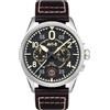 AVI-8 Mens 42mm Spitfire Lock Chronograph Midnight Oak Japanese Quartz Pilot Watch with Leather Strap AV-4089-01