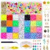 ROOKAIR 6000 Perline per Braccialetti, 24 Colori 6mm per Bigiotteria Fai da Te, Kit Piatte Rotondo Colorate per Collana, Orecchini - Bambini e Adulti
