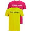 JACK & JONES Crew Neck Maglietta da Uomo, con Scollo Rotondo, Confezione da 2 (1 Rosa Fucsia, 1 Giallo di Sicurezza), XL