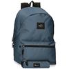 Pepe Jeans Aris Zaino per laptop doppio scomparto portatile 15,6 pollici 31 x 44 x 17,5 cm Zaino scuola poliestere by Joumma Bags, Blu denim, Taglia unica, Zaino + astuccio