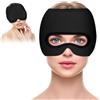 EUBSWA Maschera rinfrescante, berretto in rilievo, cappello in gel per il raffreddamento, protezione da emicrania, occhi gonfi, nervosismo (nero)