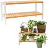 DuneDesign Scaffale Basso di Bambù - 70x33x26 Scarpiera Legno Mobiletto Bagno Scaffalatura 2 Ripiani