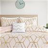 Comfort Spaces Biancheria da letto moderna con stampa metallica, federa coordinata, cuscino decorativo, microfibra, fantasia geometrica/oro, regina