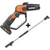 Worx WG324E - Potatore manuale a batteria 20V 2 Ah + asta di prolunga
