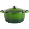 VeoHome Casseruola in Ghisa Smaltata VeoHome Verde 6L Ø28cm, Cocotte Ultra Resistente, Pentola Compatibile Induzione/Gas/Forno, Cottura Omogenea, Fornello Sapori Autentici, Coperchio a Rilievo