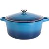 VeoHome Casseruola in Ghisa Smaltata VeoHome Blu 6L Ø28cm, Cocotte Ultra Resistente, Pentola Compatibile Induzione/Gas/Forno, Cottura Omogenea, Fornello Sapori Autentici, Coperchio a Rilievo