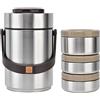 fansheng Scatola per Il Pranzo Isolata, 2L 3 Strati In Acciaio Inox Thermos Contenitore di Cibo per Bambini, Adulti, Donne, Vaso Portatile Sottovuoto per Alimenti Caldi perGuida a Lungo (Marrone)