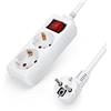 Aigostar Multipresa 2 Prese Elettriche Cavo da H05VV-F 3G1.0m㎡ 1.5 Metri, Bianco