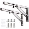 WMMADAY Staffe pieghevoli per mensole in acciaio inox, resistente, pieghevole, per fai da te, carico massimo: 68 kg, per tavolo da lavoro, risparmio di spazio, confezione da 2 (30,5 cm), in acciaio inox)