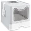 BingoPaw Lettiera Gatto Chiusa Cassetta: Toilette per Gatti Grande contenitori per lettiere Cassetta igienica per Gatti Viaggio Portatile angolare Pieghevole con Pala Grigio 41x50,8x38,6cm