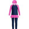 FYMNSI Bambini Bambino Ragazze Musulmani Costume Da Bagno Moda Islamico Full Cover Manica Lunga Top Pantaloni Cappello Burkini Set, Blu mare, 9-10 Anni