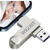 WIGONT 256 GB Chiavetta USB per i Phone Pen Drive per Salvare più Foto e Video,Chiavetta USB interamente in Metallo con Rotazione a 360°,Chiavetta per i Phone Compatibile con i phone/Android/PC.…