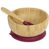 BIOZOYG Set con ciotola rotonda di bambù I Ciotola con base a ventosa e cucchiaio - certificato FSC I Splendida scodella in bambù per bambini - ciotole per pappa e muesli rotonda rossa