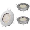 HCFEI Set di 3 mini faretti da incasso a LED, design piatto, 230 V, solo 28 mm, profondità di montaggio: 400 lumen, 3,5 W, in acciaio inox spazzolato, foro da 65 - 68 mm (bianco caldo 3000 K)