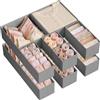 SONGMICS Divisore per Cassetti, Organizzatore per Armadio, Set di 12, Scatole di Stoccaggio Pieghevoli in TNT, per Calze, Biancherie, Reggiseni, Cravatte, Sciarpe, Grigio Tortora RDZ006G02