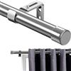 FLY HAWK Bastone per Tenda, 76-238 cm Aste per Tende per Finestra con Manopole a Cappuccio con Staffe, Bastone per Tende Regolabile Set di Ferramenta in Acciaio Inossidabile Finestra Camera/Manica Argentata