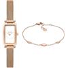 SKAGEN Orologio da Donna Hagen Micro in Acciaio Inossidabile Rosa Dorato e Bracciale Anja Pebbles, Set