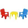 Baroni Toys Set Tavolino e 2Sedie in Plastica per Bambini - Spazio per Merende, Disegni e Giochi, Facile da Pulire e Senza Montaggio, Adatto per Interni ed Esterni, Azzurro, Giallo e Rosso
