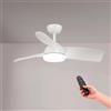 M mimotec - Ventilatore a soffitto Led White Face 59W, telecomando, motore DC 35W+Luce Led 24W, 6 velocità, Silenzioso,3 Pale in legno naturale, 108 cm, funzione estate-inverno, timer