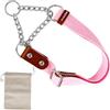 AVANZONA Martingale Collare Semistrozzo per Cani con Catena e Pelle. Addestramento. M. Rosa & Cognac