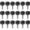QUARKZMAN 18pz Zigrinate Morsetto Manopole M4 x 15mm Maschio Filettatura 16mm Testa Impugnatura Plastica Metrico Testa Zigrinata Viti Bullone Pomelli Filettati Perno Maniglie, Nero