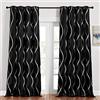 PONY DANCE Tende Oscuranti con Anelli - Camera da Letto, Termiche Isolanti per Interni, Moderna con Motivo Curva Argento, Salotto, 2 Pezzi L 140 x A 245 cm, Nero