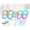 KOSUMOSU Orologio da parete al neon digitale 3D LED orologio da scrivania grande display RGB 24.7 cm sveglia estetica per camera da letto, soggiorno, colorato, luminosità regolabile, data/temperatura…