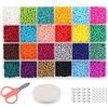 Jcevium Perline di vetro da 3 mm, 24 colori, circa 14400 pezzi, per kit di braccialetti contenitore per la creazione di gioielli fai da te