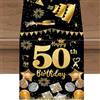 Vspek Runner da Tavola per 50° Compleanno Nero e Oro Decorazione per Compleanno Tavolo Lavabile per Uomini Donne Runner Tavolo per Interni ed Esterni cene di Famiglia Casa Feste Cucina Anniversari Vacanze