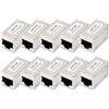 DIGITUS DN-93905 - Accoppiatore RJ45 Cat 6A - 10 Pezzi - Prolunga Cavo LAN - Connettore Cavo di Rete Cat6A - Compatibile Poe - Accoppiatore modulare - per Switch, DSL, Modem, Router, PC - Argento