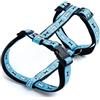 Record - Ossicini Pettorina per Cani - Realizzata in Nylon Resistente - Colore Azzurro - Simpatica Fantasia con Piccoli Ossicini - Taglia L - Circonferenza 51-72 cm
